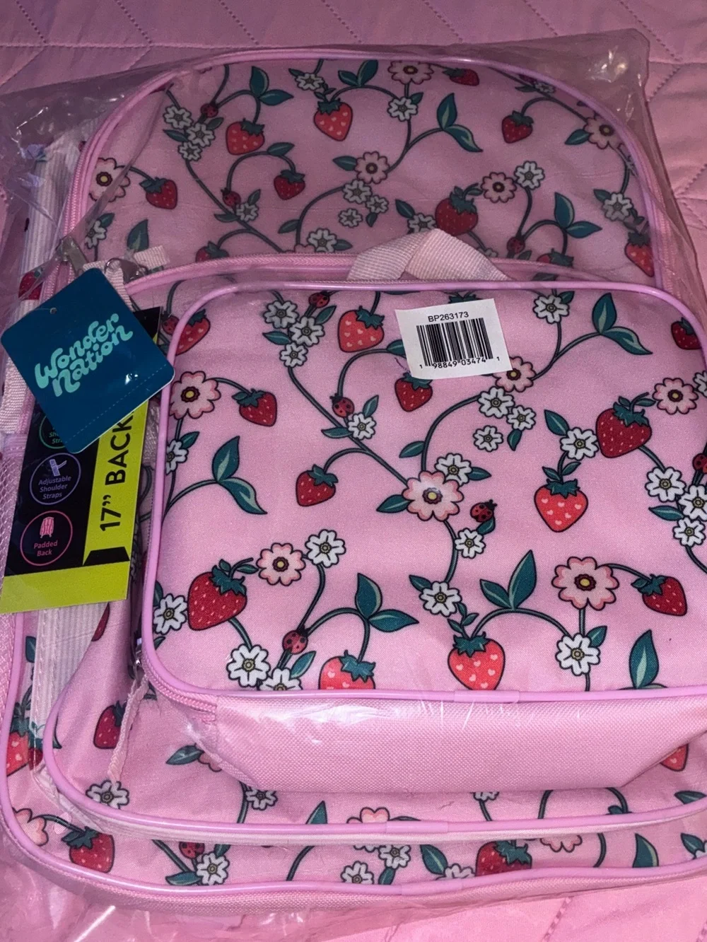Strawberry Berry Patch Backpack & Lunchbox Set